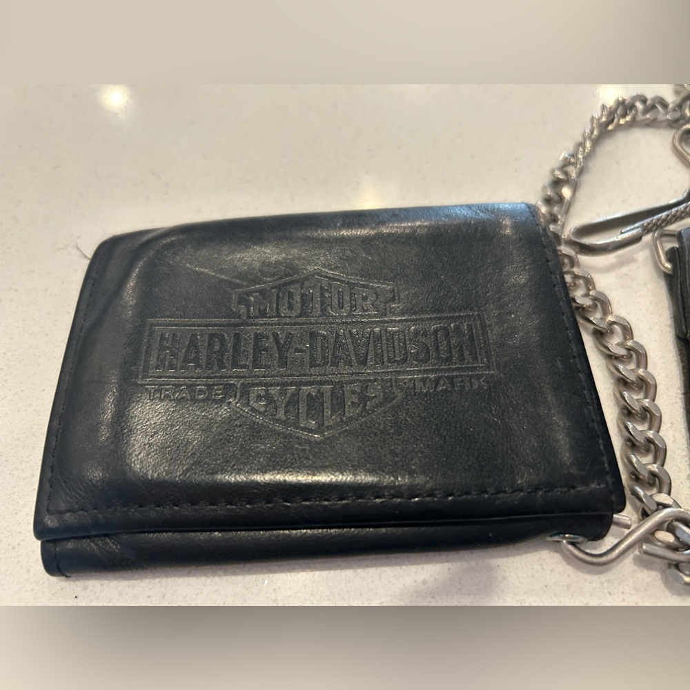 Harley Davidson leather trifold wallet.